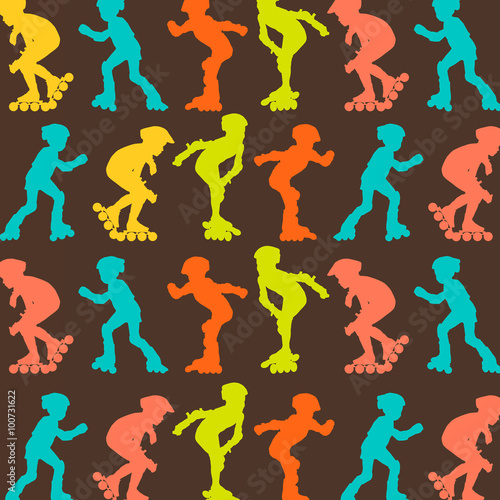 Roller skating pattern vector background concept