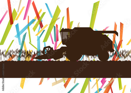 Agriculture machinery farm harvester tractor combines vector ill