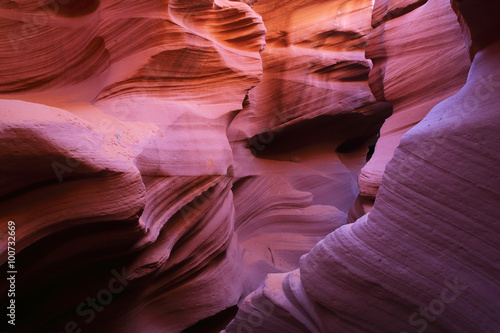 Antelope Canyon as seen in the early afternoon, resulting in deep purple colors, Page, Arizona, USA