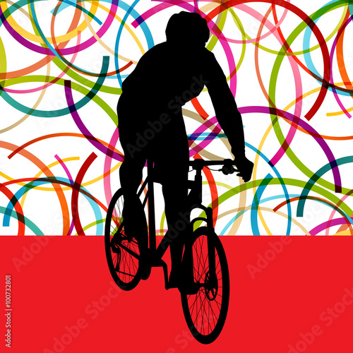 Cyclist in action vector abstract background illustration colorf