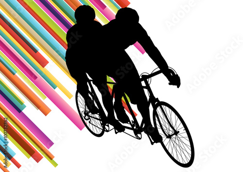 Cyclist in action vector abstract background illustration colorf