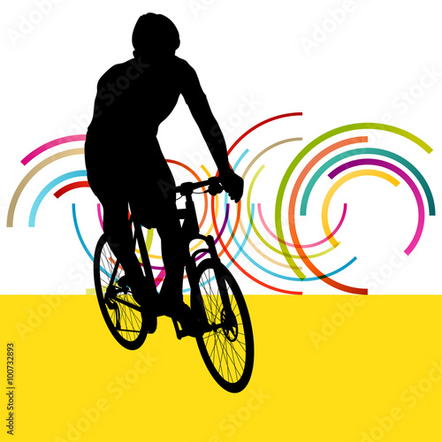 Cyclist in action vector abstract background illustration colorf
