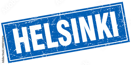 Helsinki blue square grunge vintage isolated stamp