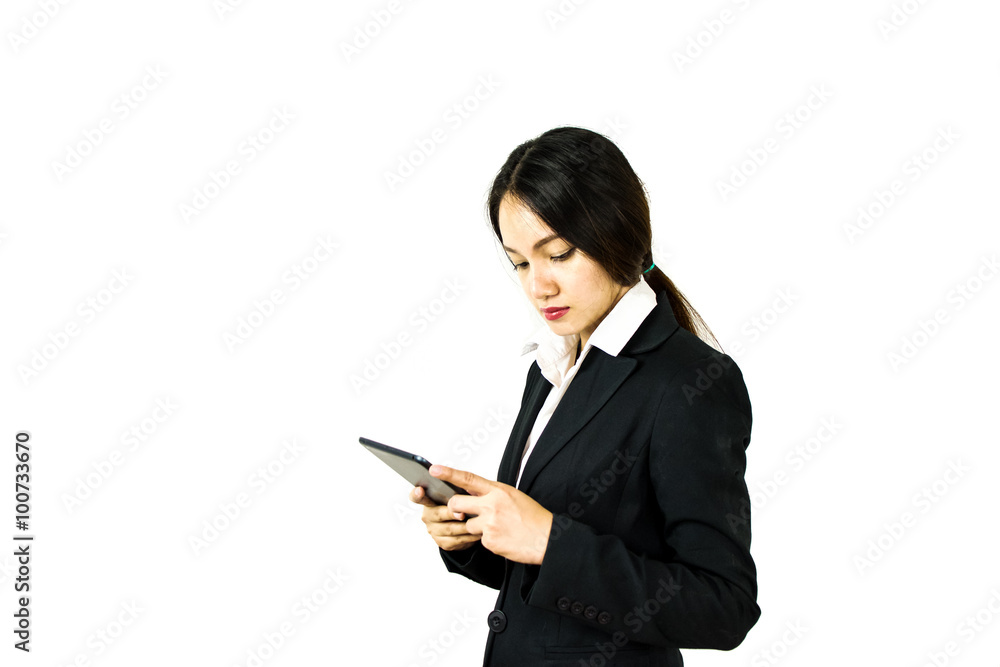 Asian Business woman using a touch pad Asian Business woman using a touch pad