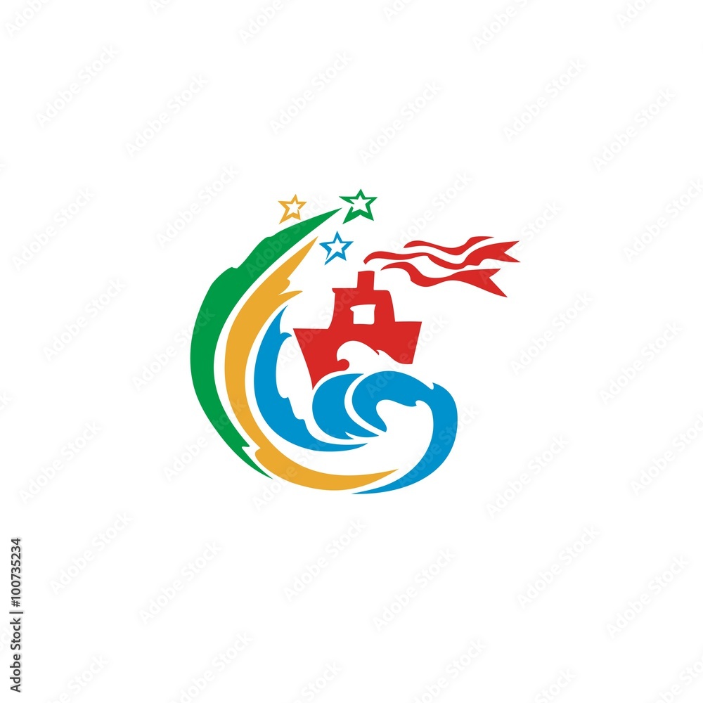 Naklejka premium Vector of Celebration icon. Ship. Hotel resort beach relaxation. Business icon for the company. Design element. Vector illustration.
