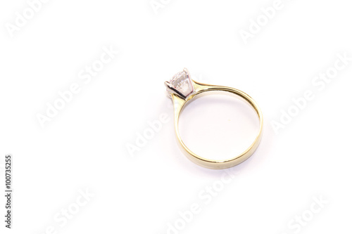Diamond ring on white background 