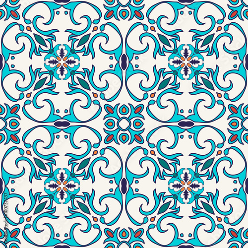 Vector seamless texture. Beautiful colored pattern for design and fashion with decorative elements