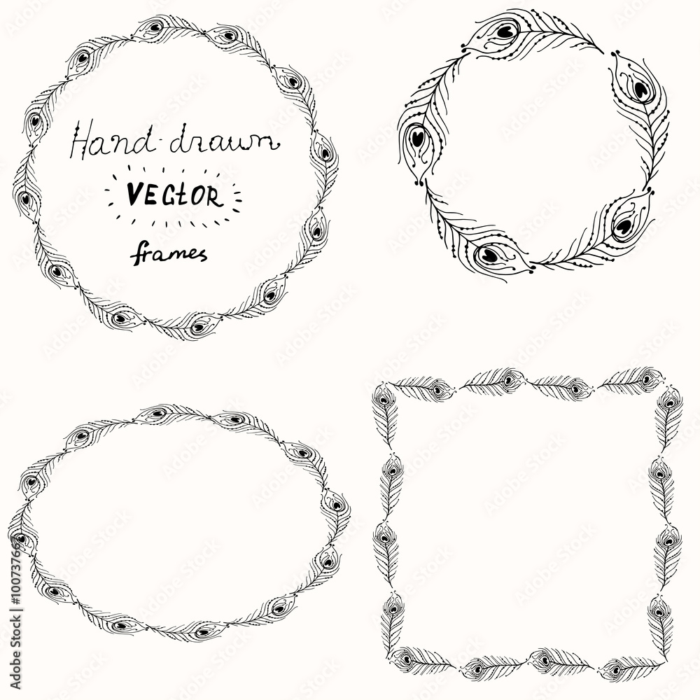 Obraz premium Hand drawn vector illustration frames
