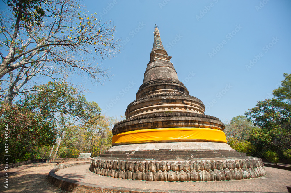 The ancient Pagoda of Wat Umong Suan Puthatham,Chieng Mai Province,Thailand.