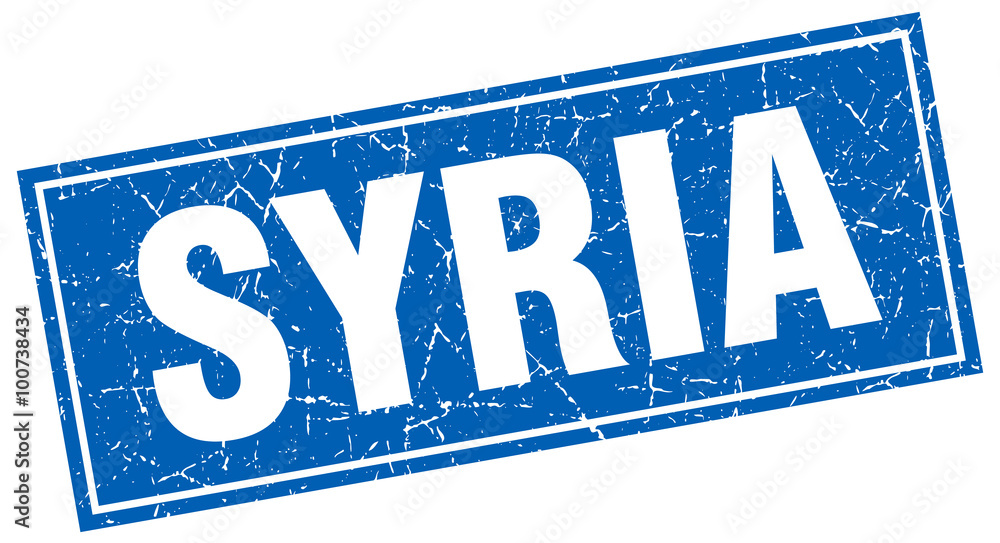 Fototapeta premium Syria blue square grunge vintage isolated stamp