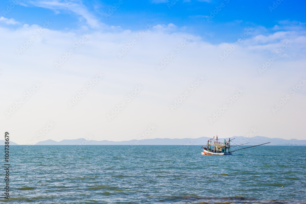 Sky and Sea with Fishing Boat Sky and Sea with Fishing Boat