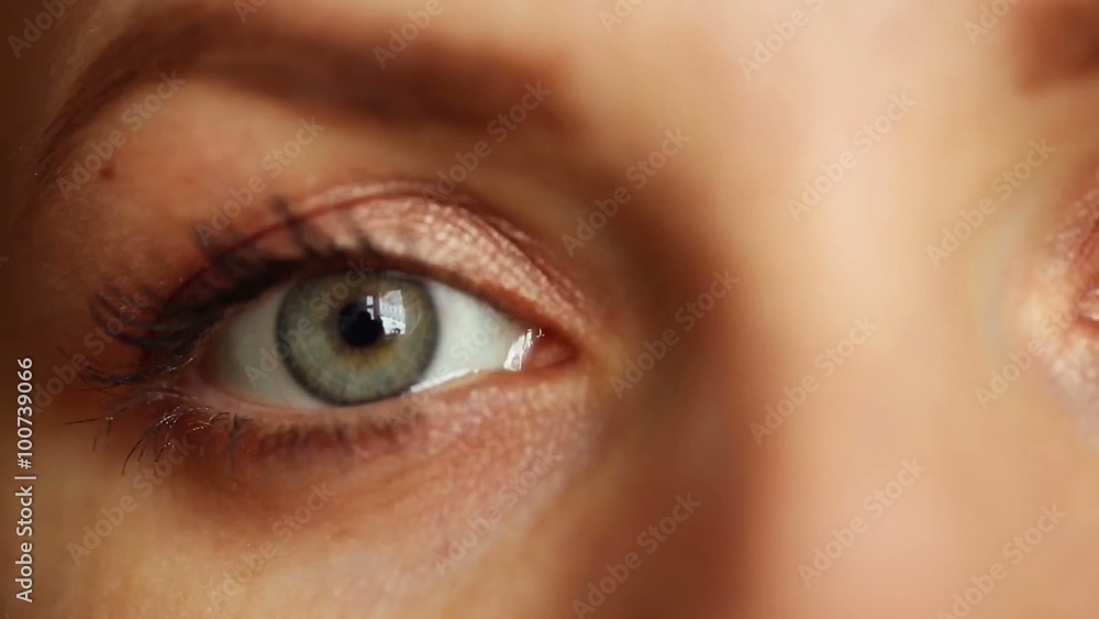 Woman's green eye close up