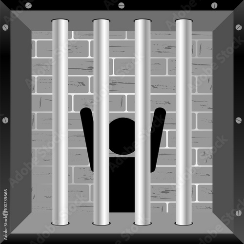 prisioner in cell illustration in black