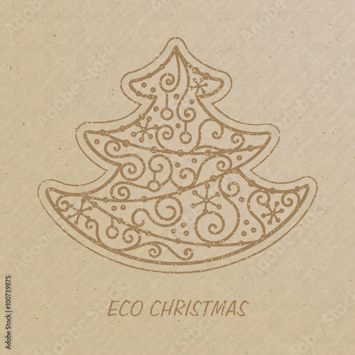 Christmas tree drawn on a craft paper.