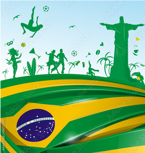 brazil background with flag and symbol