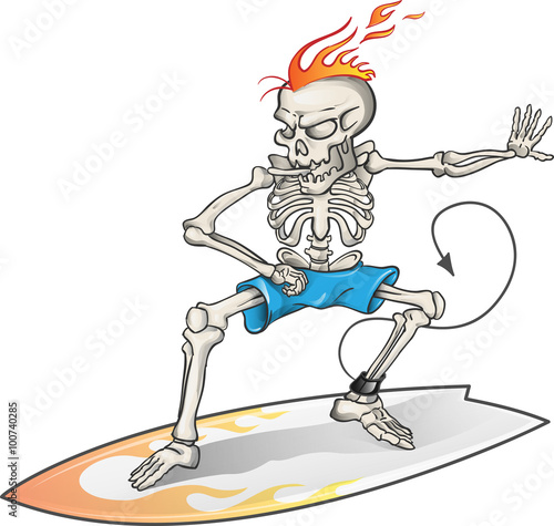 skeleton surfer isolated  on  background