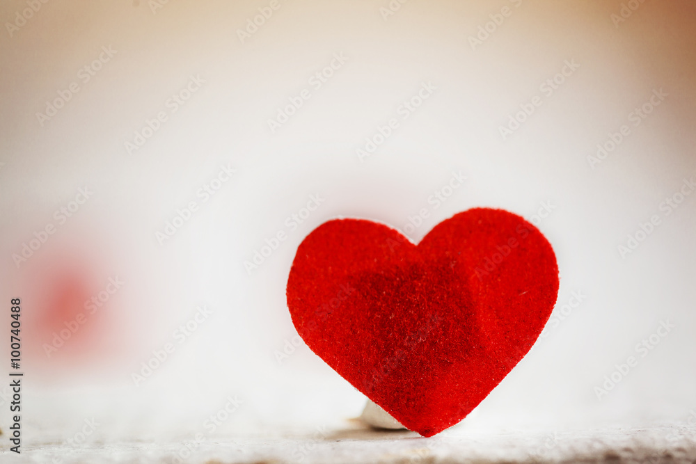 Fototapeta premium Red heart on the wooden background. Valentines day. Concept Love