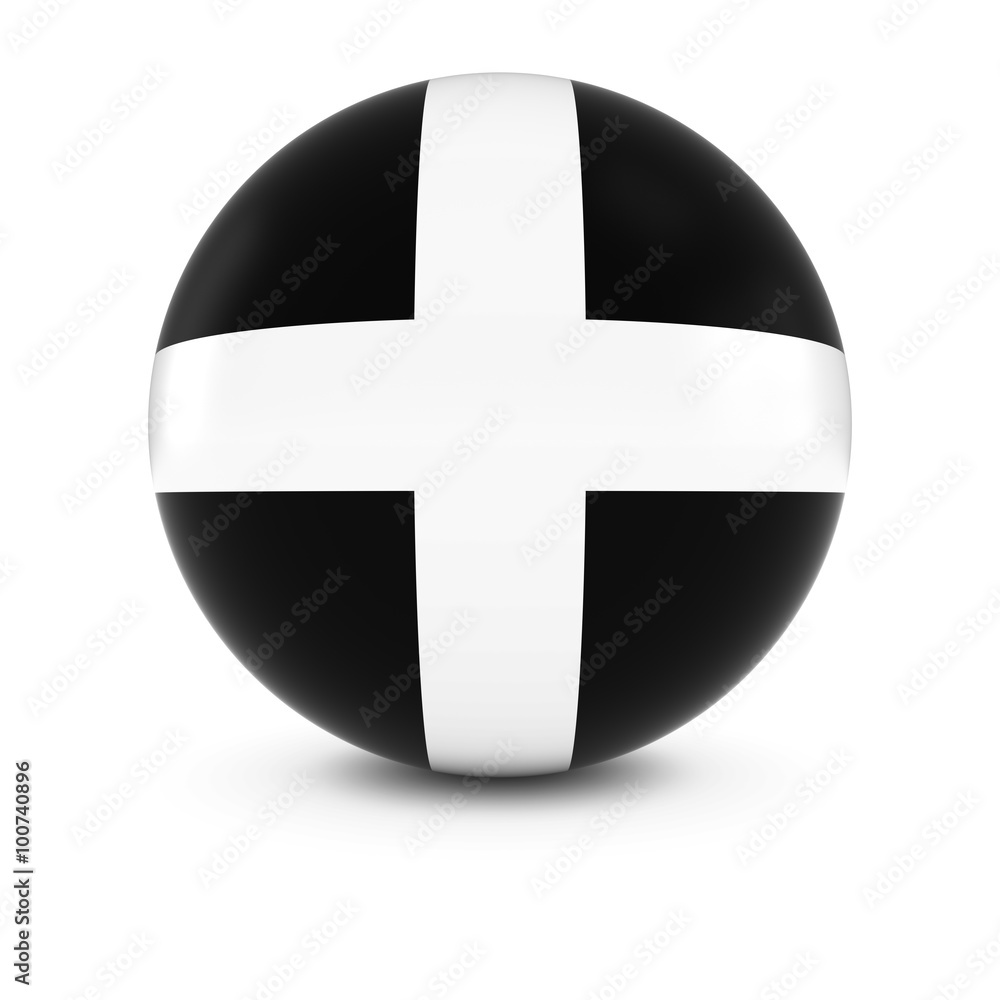 Obraz premium Cornish Flag Ball - Flag of Cornwall on Isolated Sphere