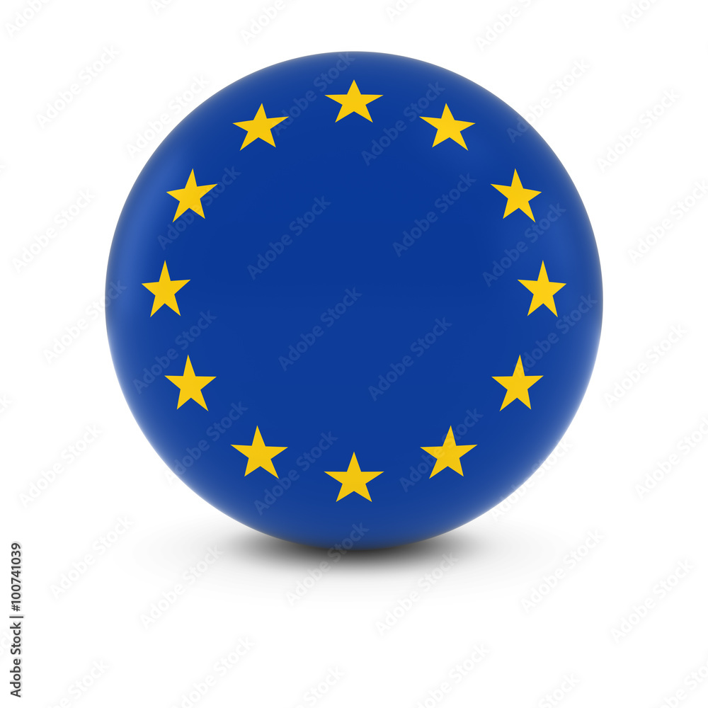 European Flag Ball - Flag of Europe on Isolated Sphere European Flag Ball - Flag of Europe on Isolated Sphere