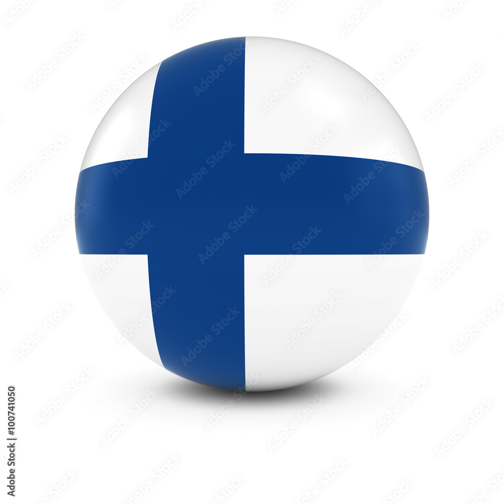 Obraz premium Finnish Flag Ball - Flag of Finland on Isolated Sphere
