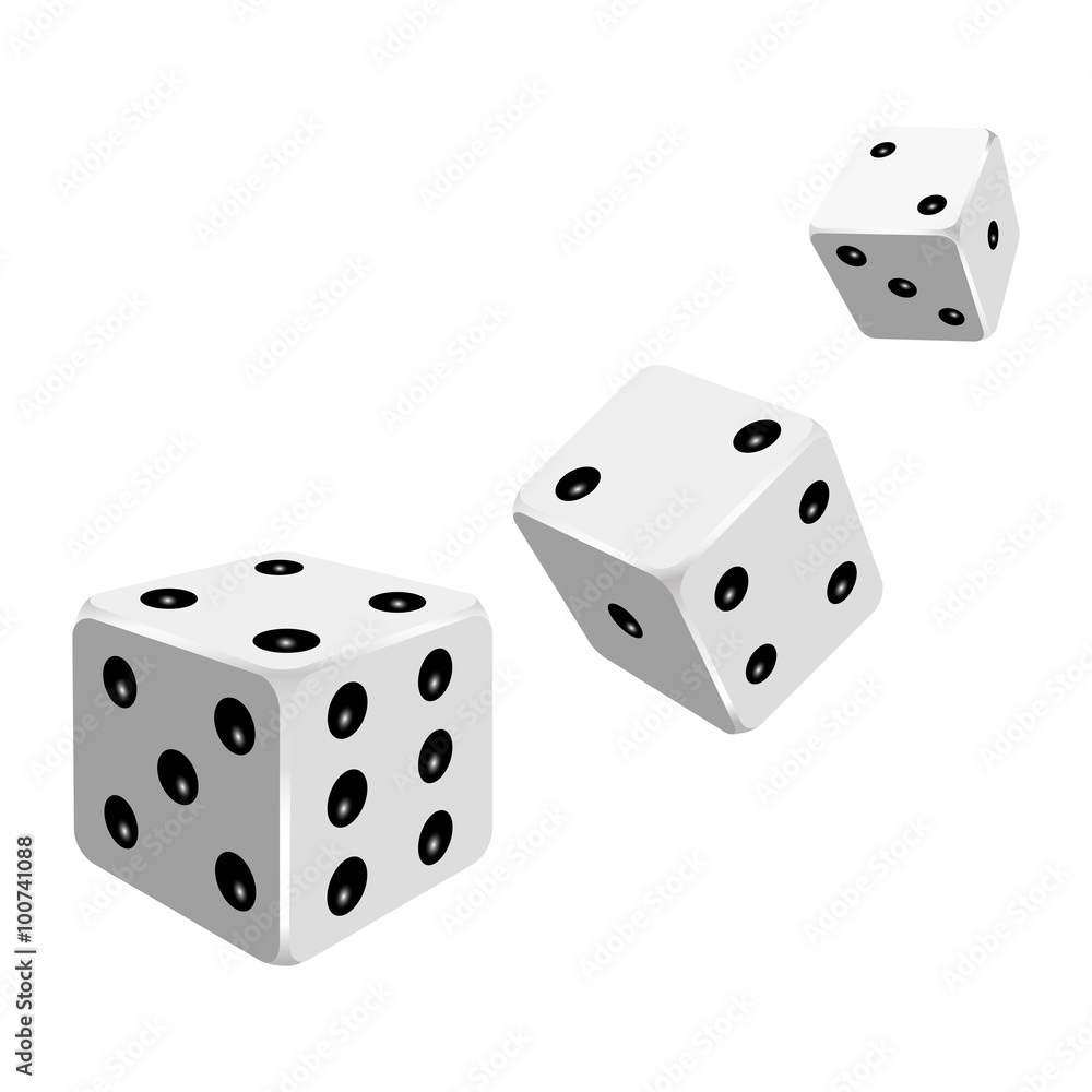 Set of white dices. Vector illustration. Set of white dices. Vector illustration.