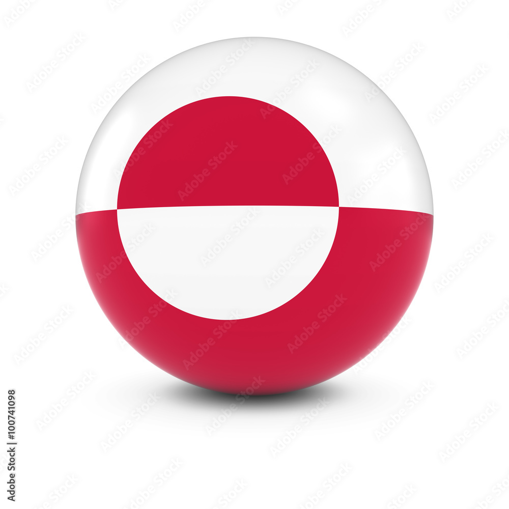 Greenlandic Flag Ball - Flag of Greenland on Isolated Sphere Greenlandic Flag Ball - Flag of Greenland on Isolated Sphere