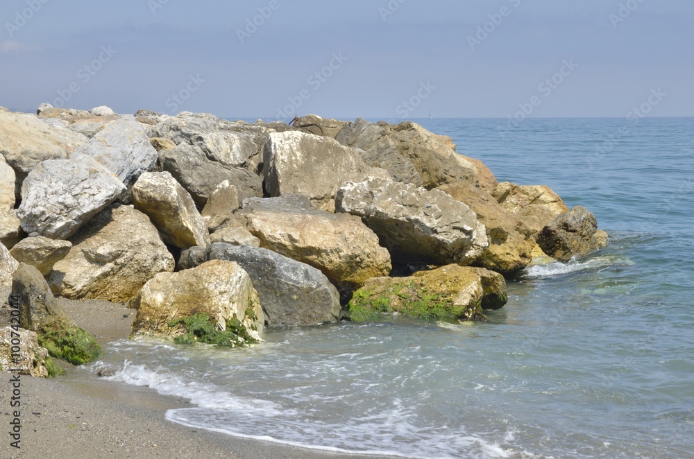 Rocks on  sea, Marbella, Spain