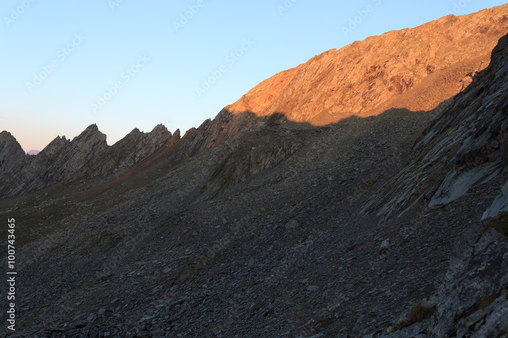Fototapeta premium Mountain panorama at sunrise in Hohe Tauern Alps, Austria