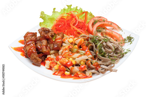 chinese noodles with roaste...