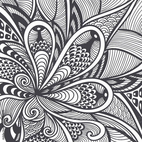 Abstract pattern in Zen-tangle  Zen-doodle style black on white