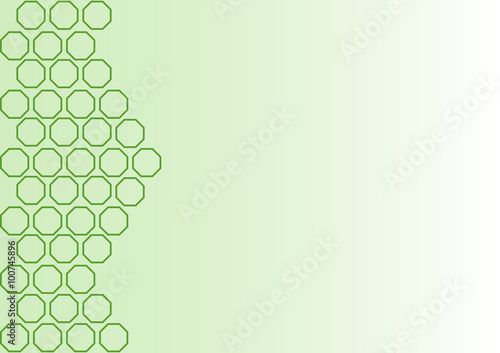 Grüne Umrisse von Achtecken im linken Bereich auf grünem Verlauf und mit großem Textfreiraum rechts