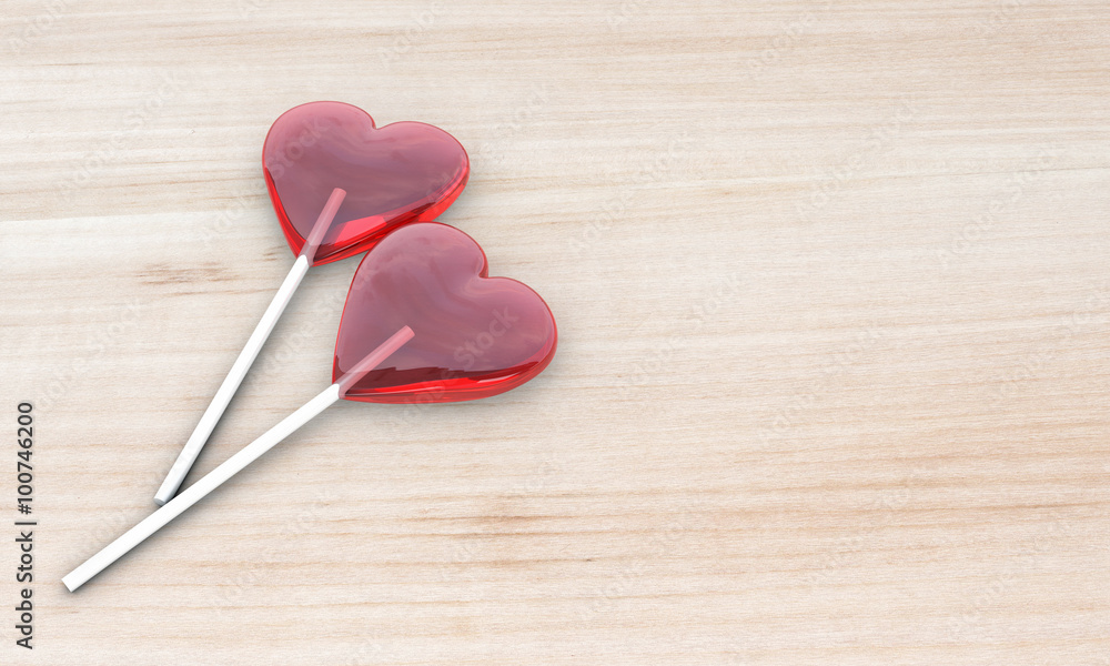 Two red lollipops Two red lollipops