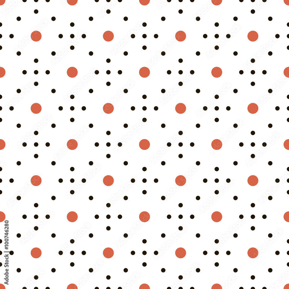Seamless pattern of small and large peas in black, white, red Seamless pattern of small and large peas in black, white, red