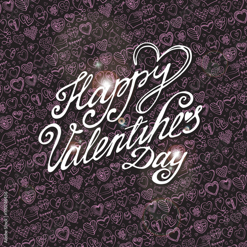 Happy Valentines day card with pink Heart pattern photo