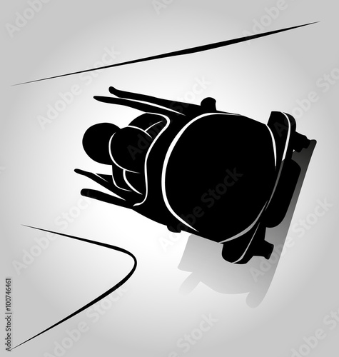 Vector silhouette bobsleigh