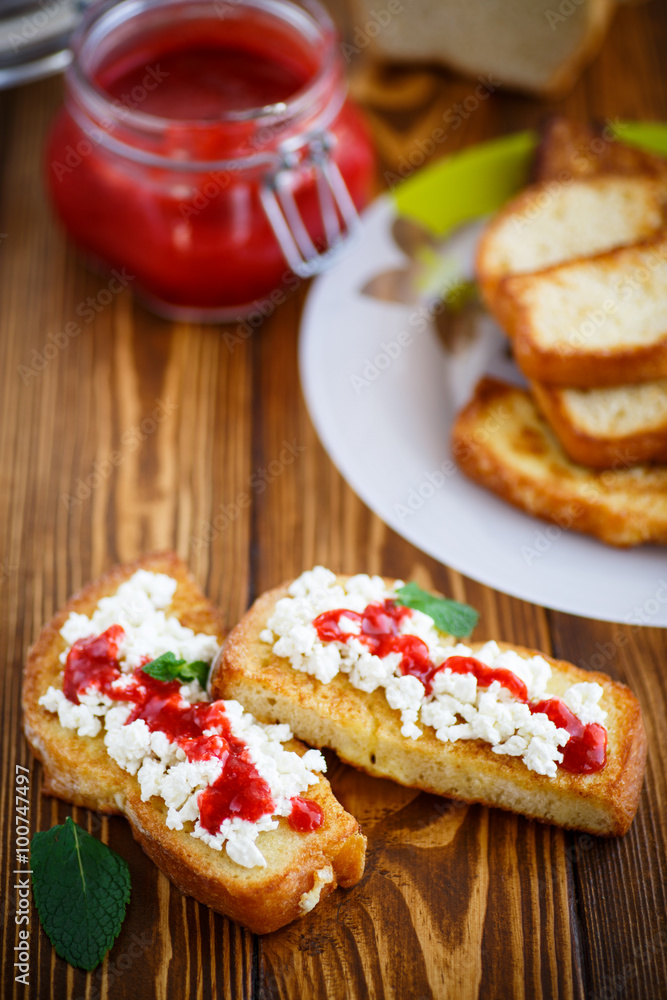 fried in batter toast with cream cheese and jam fried in batter toast with cream cheese and jam