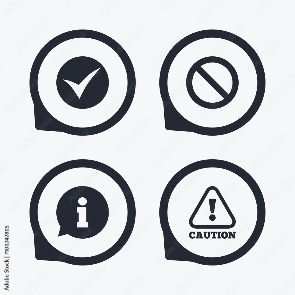 Information icons. Stop prohibition symbol. Information icons. Stop prohibition symbol.