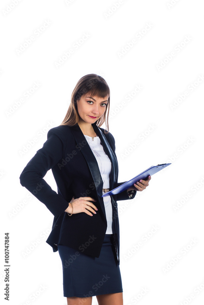 serious business woman with a folder serious business woman with a folder