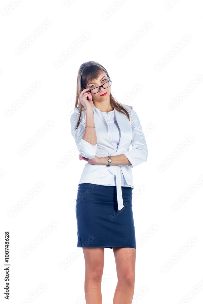 business woman in a short skirt, frontally business woman in a short skirt, frontally