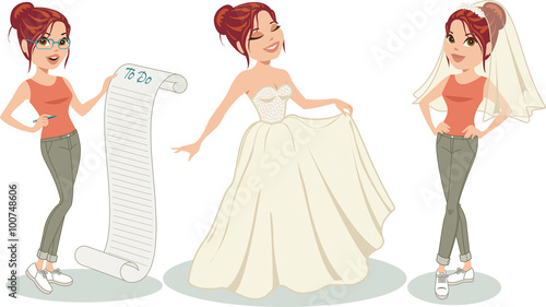 Young bride-to-be plans her wedding day