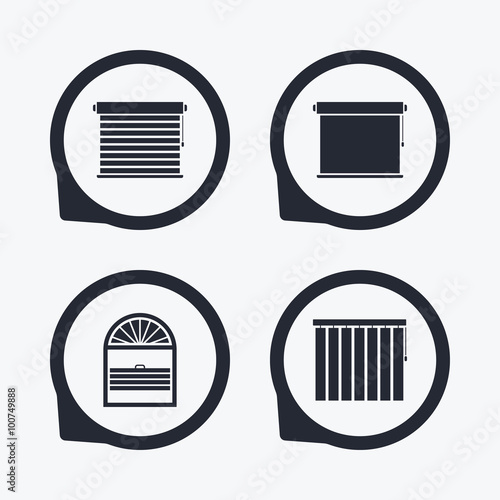 Louvers icons. Plisse, vertical and rolls.