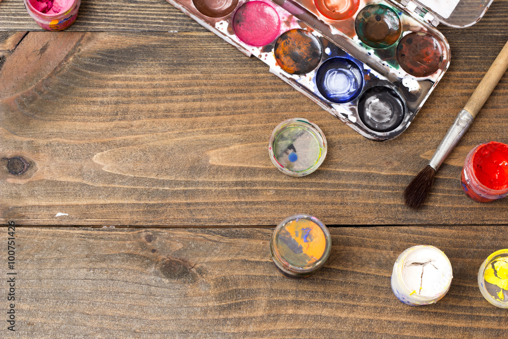 paint, brushes, palette paint, brushes, palette