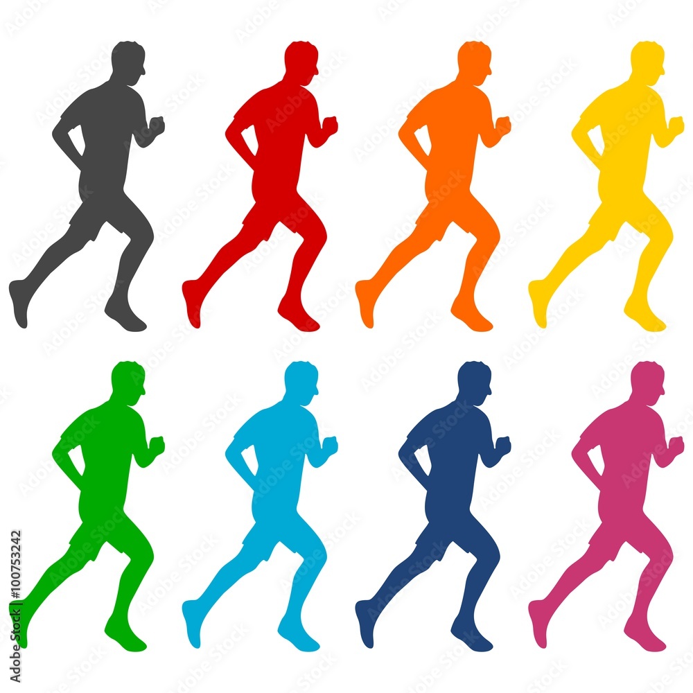 Man running color silhouettes