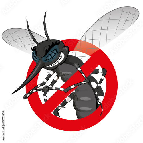 Signaling, mosquitoes with mosquito black warning, prohibited sign