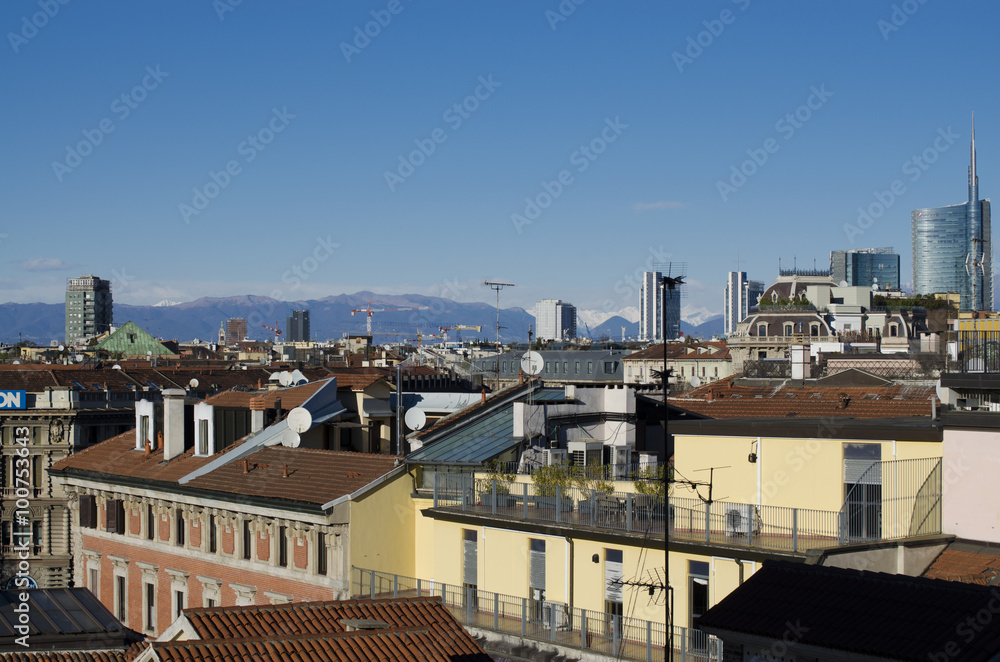 Milan beautiful view of the city skyline