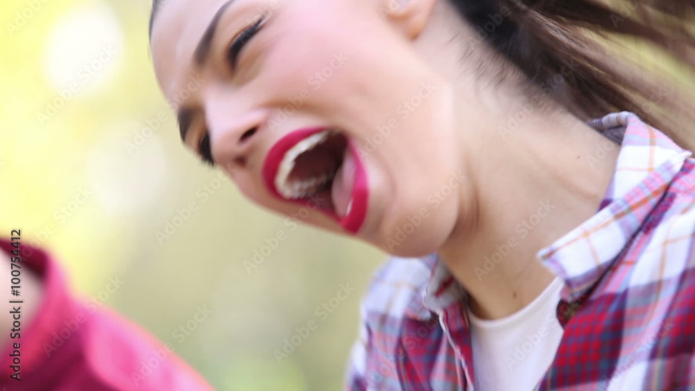 Close-up of young woman singing Close-up of young woman singing
