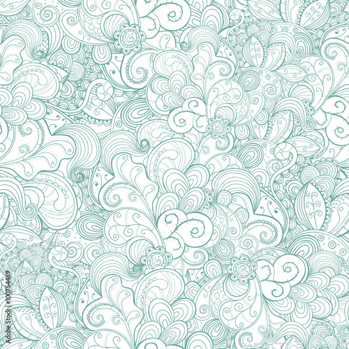 Floral seamless light abstract hand-drawn card.