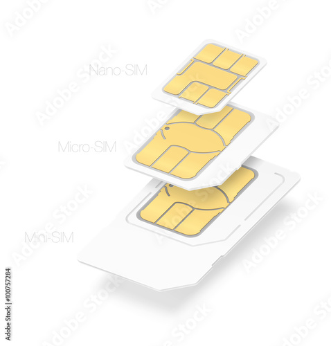 Set of SIM cards of different types. Vector illustration. It can be used in the design for websites, infographic, catalogs, brochures, magazines, etc.