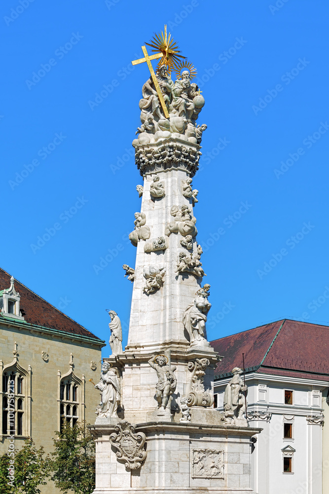 Holy Trinity Column in Buda's Castle District of Budapest, Hungary