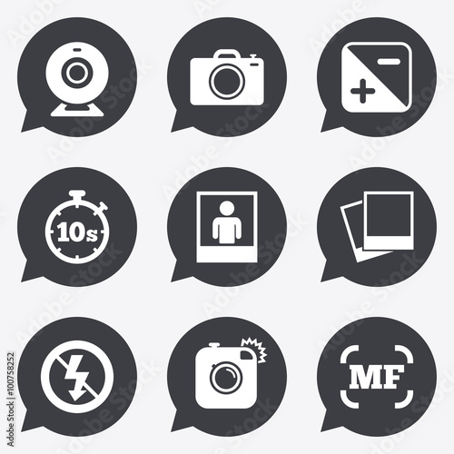 Photo, video icons. Camera, photos and frame.